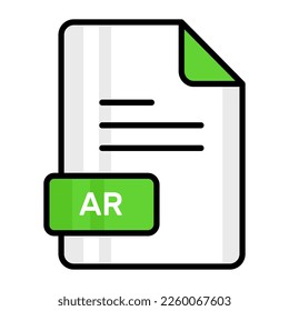 Un impresionante icono vectorial del archivo AR, diseño editable