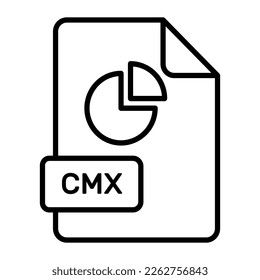 Un impresionante icono vectorial del archivo CMX, diseño editable