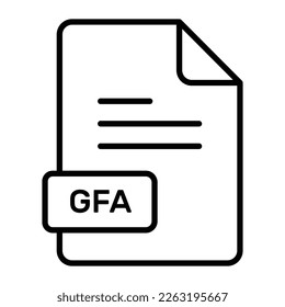 Un impresionante icono vectorial del archivo GFA, diseño editable