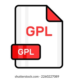 Un impresionante icono vector del archivo GPL, diseño editable