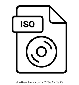 Un impresionante icono vectorial del archivo ISO, diseño editable