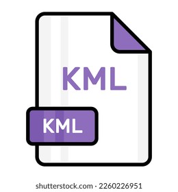 Un increíble icono vector del archivo KML, diseño editable