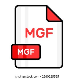 Un impresionante icono vector del archivo MGF, diseño editable