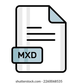 Un impresionante icono vectorial del archivo MXD, diseño editable