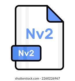 Un impresionante icono vectorial del archivo Nv2, diseño editable
