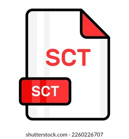 Un impresionante icono vectorial del archivo SCT, diseño editable