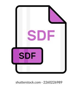 Un impresionante icono vectorial del archivo SDF, diseño editable