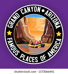 Amazing vector illustration. The Grand Canyon national park. Nature of Arizona, the USA. The Colorado River. Template for cards
