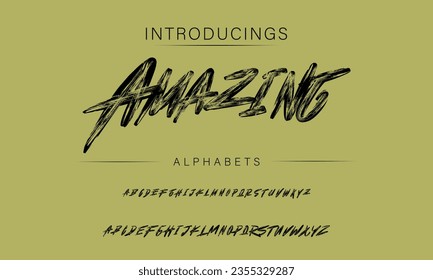 Amazing Vector Illustration Grunge Horror Typographie. Hand Made Brush Font.