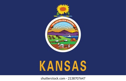 Amazing vector of Kansas state. Kansas is a state in the Midwestern United States. Its capital is Topeka and its largest city is Wichita.