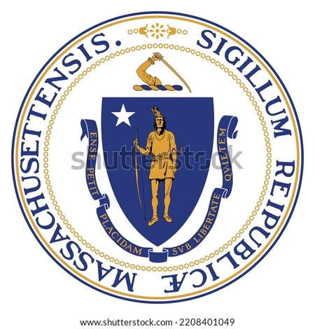 Amazing vector of Massachusetts state seal flag, United States of America state.