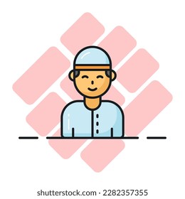 Un increíble vector de avatar de hombre musulmán, fácil de descargar