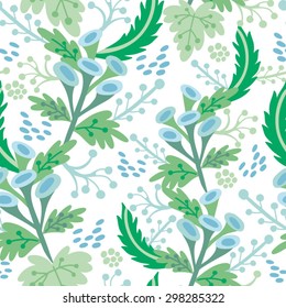 Amazing vector seamless pattern of wildflowers in watercolor colors.