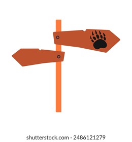 Amazing vector of signpost in flat style, direction board or information board icon ,forest indicator wild life for hiking ,camping and tourist design .