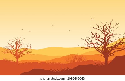 Magníficas vistas de la montaña por la noche a orillas del campo