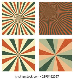 Amazing vintage backgrounds. Abstract sunburst covers with radial rays. Modern vector illustration.