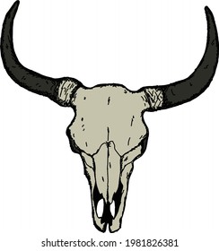 amazing vintage bull head skull illustration vector high resolution for logo, icon, t shirt, etc