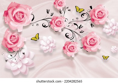 amazing wallpaper can be use to wall decoration contain a beautiful flowers and butterflies 
