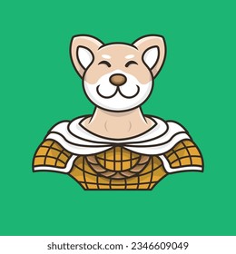 amazing warrior knight shiba inu dog mascot logo cartoon character