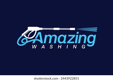 Amazing Washing lettering logo, Amazing wash logo	