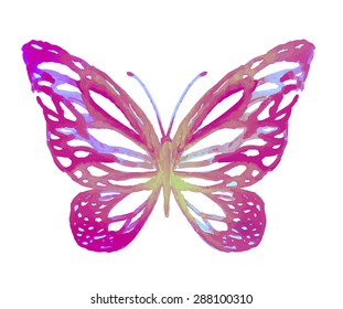 Amazing watercolor butterfly isolated on white