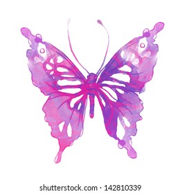 Amazing watercolor butterfly. Vector art isolated on white