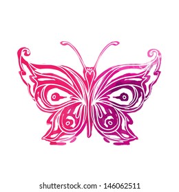 Amazing watercolor butterfly. Vector art isolated on white 