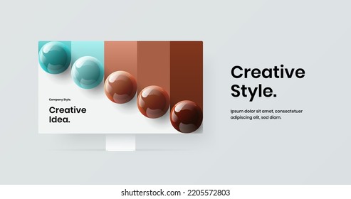 Amazing web banner design vector template. Clean monitor mockup site illustration.