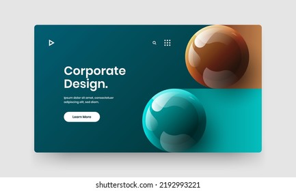 Amazing web banner vector design layout. Trendy 3D balls company identity template.