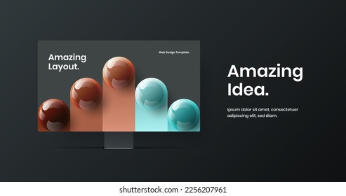 Amazing web banner vector design template. Simple desktop mockup landing page illustration.