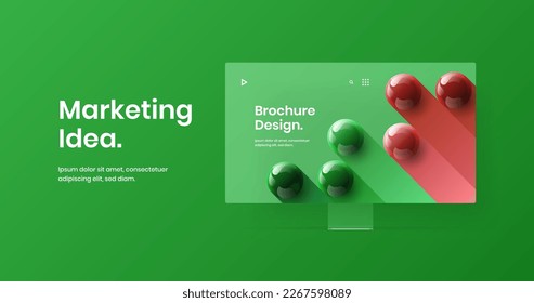 Amazing web banner vector design template. Isolated monitor mockup landing page layout.