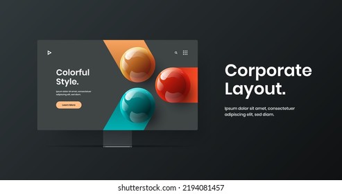 Amazing web project design vector template. Premium display mockup banner concept.