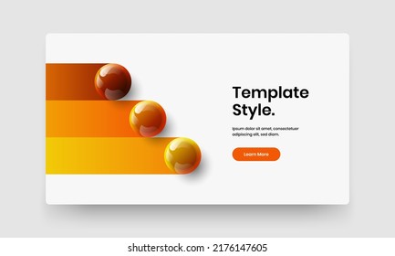 Amazing website design vector concept. Abstract realistic spheres corporate cover layout.