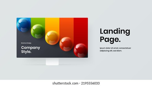 Amazing website design vector concept. Bright desktop mockup landing page layout.