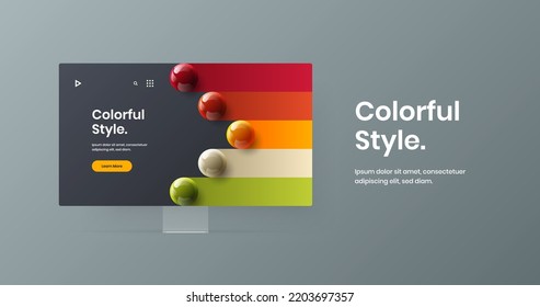 Amazing website screen design vector concept. Clean display mockup web banner layout.