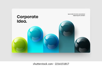 Amazing website screen design vector concept. Bright realistic spheres handbill illustration.