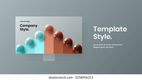 Amazing website screen design vector concept. Colorful desktop mockup banner template.
