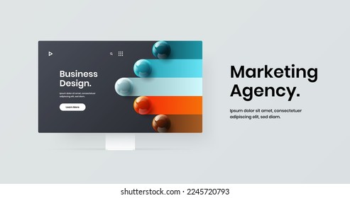 Amazing website screen vector design concept. Unique desktop mockup banner illustration.