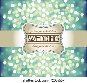 Amazing Wedding invitation on blue glittering background