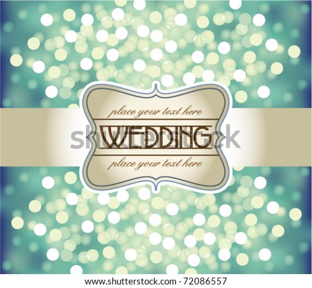 Amazing Wedding invitation on blue glittering background