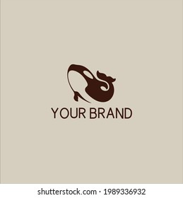 amazing whale spoon logo combination 
