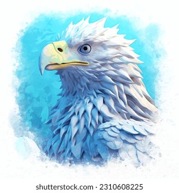 Amazing white eagle watercolor portrait