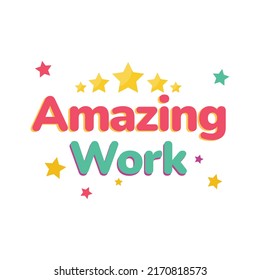 Amazing work, amazing work sticker, amazing work vector, five stars vector, gold stars, gold stars vector