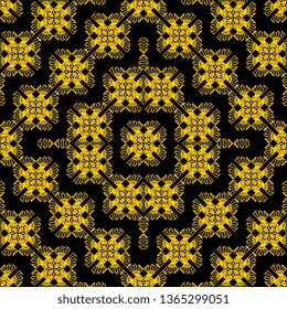 amazing yellow black Art Deco Vector Seamless Floral Pattern ornate floral design