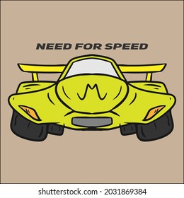 Amazing yellow racing car. Editable vector files for your brand, logo or all your graphic needs.