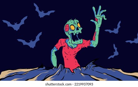Amazing zombie monster illustration Vector