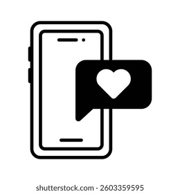 An amazingly designed glyph style icon of love chat