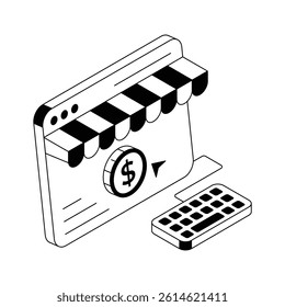 An amazingly designed isometric style icon of ecommerce website