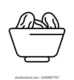 An amazingly designed outline style icon of dates bowl
