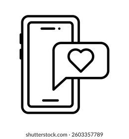An amazingly designed outline style icon of love chat